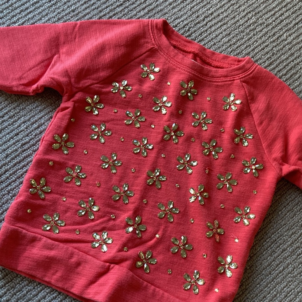 Crewcuts 4/5 beaded terry cloth sweatshirt (coral)